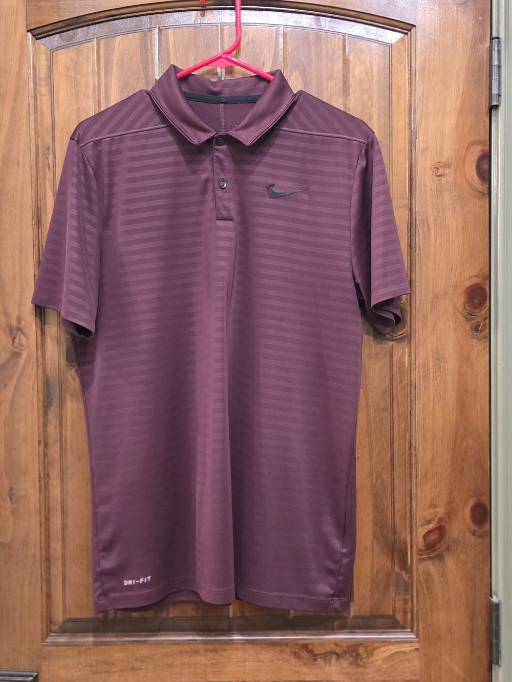 Nike Men's Maroon Striped Dri-FIT Polo
